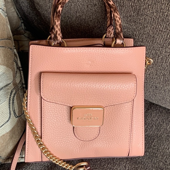 Authentic COACH Pebbled leather/Snakeskin embossed top handle crossbody/Satchel - Picture 11 of 13